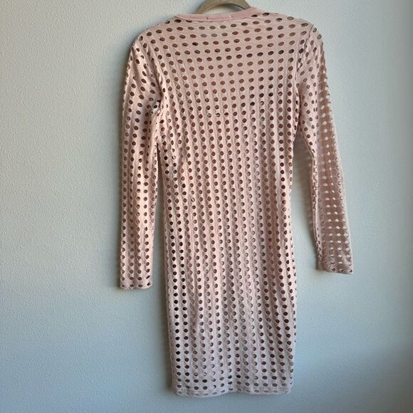 Alexander Wang Long Sleeve Street Style Pink Perforated Mini Dress Size XS - Picture 6 of 6